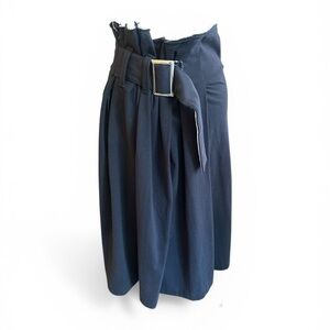 Y's by Yohji Yamamoto Navy P Skirt with Buckle Complex Draping Lux Cotton L